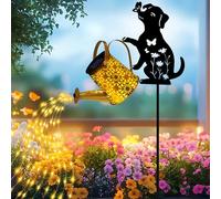 Lampes solaires décoratives d'extérieur, arrosoir avec lumières en cascade, avec piquets de jardin en forme de silhouette de chien, cadeaux pour maman et femme, décoration de jardin en métal