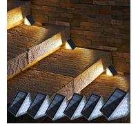 Lampes Solaires D'escalier D'extérieur Blanc Chaud, IP67 Étanches Eclairage de Marche à LED Lampe Solaire, Lampe Solaire, 6 paquets