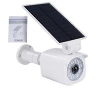 Lampes solaires d'extérieur avec détecteur de mouvement Lampes solaires LED avec caméra factice Caméra de surveillance factice 360° Panneau solaire pivotant à 120° 5V/1.5W 2200mAh IP65 Blanc.