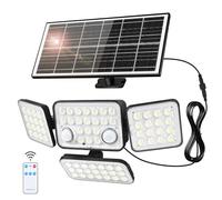 Lampes solaires d'extérieur de jardin, 292 LED, détecteur de mouvement, 3 têtes réglables, angle d'éclairage de 270°, étanchéité IP65, applique murale solaire pour jardin, cour, garage, porche
