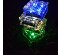 Lampes solaires d'extérieur en forme de cube à LED pour jardin, allée, cour, patio, terrasse avec capteur automatique du crépuscule à l'aube et verre (lumière colorée)