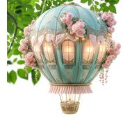 Lampes solaires d'extérieur en forme de montgolfière - Flamme vacillante en acrylique - Modèle 2D - Pour amis, camping, jardin, mariage, chemin, rassemblements, maison, ferme, terrasse