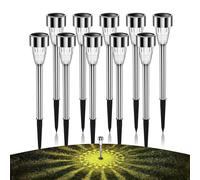 Lampes solaires d'extérieur, paquet de 10 lampes solaires étanches, éclairage LED, lampes de jardin à énergie solaire for patio, cour, pelouse, allée, paysage, lumière blanche chaude, lumière colorée/