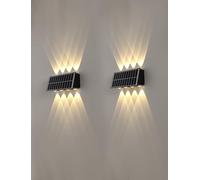Lampes solaires d'extérieur pour jardin, appliques murales vers le haut et vers le bas, éclairage décoratif étanche (2 packs,8 faisceaux LED,Lumière 3 couleurs)