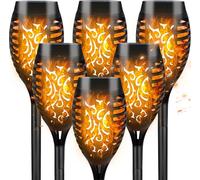 Lampes solaires d'extérieur pour jardin, lot de 6, flammes vacillantes et dansantes pour éclairage paysager