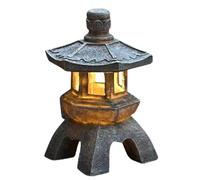 Lampes solaires d'extérieur pour jardin - Lumière solaire | Allumage automatique | Jolie tour en pierre antique | Veilleuse villa pour allée, patio, cour, 17 x 17 x 26 cm