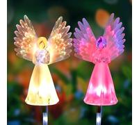 Lampes solaires d'extérieur sur piquet - Lumières décoratives en forme d'ange - Étanche - Changement de couleur - Décorations de jardin cimetière, terrasse, cour, pelouse