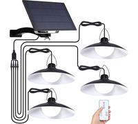 Lampes solaires d'extérieur, Suspensions solaires à Led avec télécommande, Suspensions solaires de jardin avec panneau solaire 1500mah et tête de lampe 300lm, Couleur de lumière : blanc, 4 lampes
