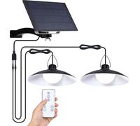 Lampes solaires d'extérieur, Suspensions solaires à Led avec télécommande, Suspensions solaires de jardin avec panneau solaire 1500mah et tête de lampe 300lm, Couleur de lumière : Blanc, 2 lampes