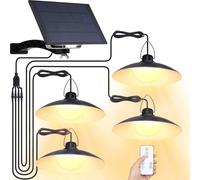 Lampes solaires d'extérieur, Suspensions solaires à Led avec télécommande, Suspensions solaires de jardin avec panneau solaire 1500mah et tête de lampe 300lm, Couleur de lumière : Blanc chaud, 4 lampe