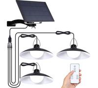 Lampes solaires d'extérieur, Suspensions solaires à Led avec télécommande, Suspensions solaires de jardin avec panneau solaire 1500mah et tête de lampe 300lm, Couleur de lumière : blanc, 3 lampes