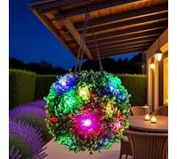 Lampes solaires en forme de boule artificielles étanches à l'extérieur, boules de jardin à suspendre, pour décoration de maison, terrasse, mariage (20 cm, coloré)