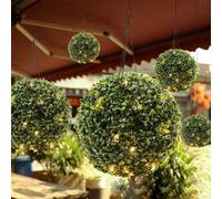 Lampes solaires en forme de boule artificielles étanches à l'extérieur, boules de jardin à suspendre, pour décoration de maison, terrasse, mariage (20 cm, blanc chaud)