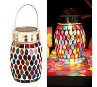 Lampes solaires en mosaïque à changement de couleur à énergie solaire en forme de boule de mosaïque de verre, lanternes de jardin à suspendre, lanternes solaires étanches pour terrasse, jardin, cour