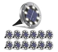 Lampes solaires LED de sol en acier inoxydable pour terrasses, jardins, spots à piquet pour chemins, extérieurs, lampes de sol robustes avec circuit crépusculaire automatique, économie d'énergie (A