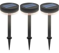 Lampes solaires Outsunny, 3 pièces lampes solaires, Lampe solaire de jardin avec lumière blanche chaude, marche/arrêt automatique, IP65 étanche pour pelouse, balcon, noir