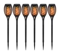 Lampes solaires pour décoration de jardin extérieur torches torche de jardin, effet feu LED IP44 piquet de sol, hauteur 59,5 cm, lot de 6