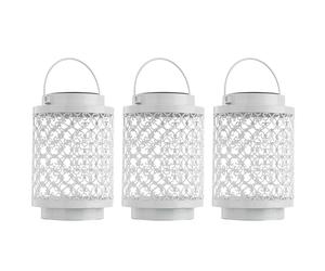 Lampes solaires pour extérieur décoration de jardin lanterne lampe orientale lanternes solaires pour extérieur métal blanc, oriental, LED, DxH 13x18 cm, lot de 3