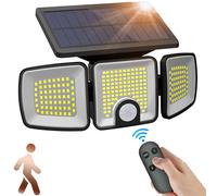 Lampes solaires pour jardin extérieur avec détecteur de mouvement, 223 LED Lampe solaire de rue Lampadaire extérieur IP65 étanche Trois têtes réglables Lampes de jardin