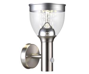Lampes solaires pour jardin extérieur Spots solaires gris clair pour extérieur avec détecteur de mouvement Appliques solaires murales Inox, capteur, LED, H 28,7 cm