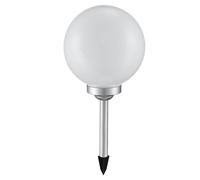 Lampes solaires pour l'extérieur Boule lumineuse de jardin Piquet de sol Boule lumineuse solaire 30 cm Boule solaire LED pour le jardin, blanc argent, 4x LED blanc chaud, DxH 30x66,5 cm
