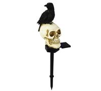 Lampes solaires sur piquet, lampe solaires de jardin pour Halloween pendant 6 à 8 heures, tête de mort à LED à énergie solaires, prise de terre, lampes solaires pour allée, regardez vers la gauche