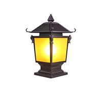 Lampes sur colonne en métal cuivré - Applique murale de luxe de style européen avec lanterne en verre IP44, éclairage paysager étanche pour clôture de jardin, applique murale carrée E27 pour extérieu