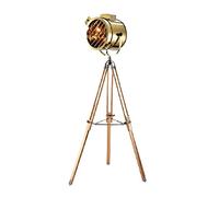 Lampes sur Pied Abat-Jour en Acier Inoxydable avec trépied en Bois, Lampe sur Pied Portable pour Salon, Chambre à Coucher, Lampe de Lecture (Couleur : A-Gold+Wood Color)