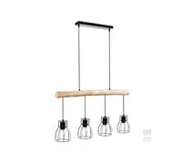 Luminaire - TECTAKE - Plafonnier WOODY 4 lampes E27 40 W style industriel poutre en bois - 82 x 13 5 x 140 cm - Noir/Marron