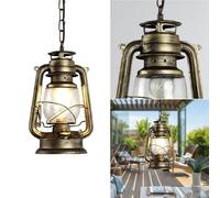 Lampes suspendues extérieures européennes Pays E27 Lampes suspendues Village Lustre antique en métal et verre extérieur étanche rétro luminaires suspendus pour jardin pergola