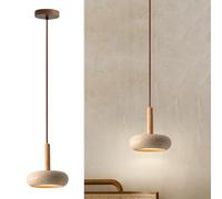 Lampes suspendues japonaises Wabi-Sabi abat-jour en pierre naturelle lampe suspendue ronde lustre en bois moderne chambre lampes suspendues de chevet salon table de salle à manger lampe suspendue de