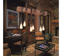 Lampes suspendues lampes suspendues de personnalité créative rétro en bois lustre en fer forgé Hauteur lampe réglable suspendu E27 chambre salon salle d'étude Bar Restaurant lampe pendule