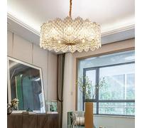 Lampes suspendues, lustre en cristal lumières à intensité variable plafond en verre LED lustre doré lampes suspendues rondes modernes de luxe décor à la maison Luminaria pour le salon (dimmable, 120