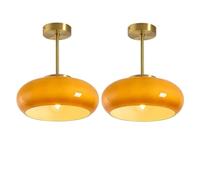 Lampes Suspendues Milieu Siècle Plafonniers Orange Plafonnier Semi-encastré En Verre Plafonnier En Métal Abat-jour En Verre Forme Dôme Luminaires Plafond Modernes Laiton Couloir Salle À Manger