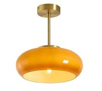Lampes Suspendues Milieu Siècle Plafonniers Orange Plafonnier Semi-encastré En Verre Plafonnier En Métal Abat-jour En Verre Forme Dôme Luminaires Plafond Modernes Laiton Couloir Salle À Manger