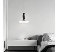 Lampes suspendues minimalistes Modernes Lampe de Chevet de Chambre à Coucher Éclairage pour décoration de Salon Abat-Jour en Verre Design Noir et Blanc, éclairage Moderne(Warm Light)