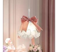 Lampes suspendues Modernes et romantiques pour Chambre de Princesse, Lampe en Verre Rose à lumière Chaude, Lampe LED en Forme de nœud, Lampes de Chevet romantiques