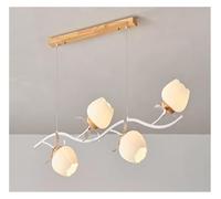 Lampes suspendues Nordiques à LED en Bois Lustre à Fleurs pour Chambre à Coucher Salon Restaurant Jardin français Lustre Blanc, éclairage Moderne(Tri-Color,A)