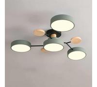 Lampes suspendues Plafonnier Moderne Lustre de Salon Simple, plafonnier à modélisation créative 84 W, 7 lumières LED à intensité Variable, Abat-Jour en Acrylique Blanc (Couleur : Vert_4 lum