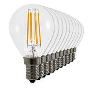 LampesEcoEnergie Lot de 10 Ampoules Led Filament Culot E14 forme G45 4 Watt (éq 42 watts) Blanc Chaud