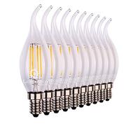 LampesEcoEnergie Lot de 10 Ampoules Led Flamme Coup de Vent Filament 4 watt (équivalent 42 Watt) Culot E14 à visser blanc chaud