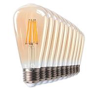 LampesEcoEnergie Lot de 10 Ampoules LED Style Vintage Teardrop ST64 doré 7 watt (eq.60 watt) Culot E27