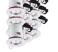 LampesEcoEnergie Lot de 10 Support de Spot BBC Orientable Blanc Diamètre 90mm avec Douille GU10 ref. 826
