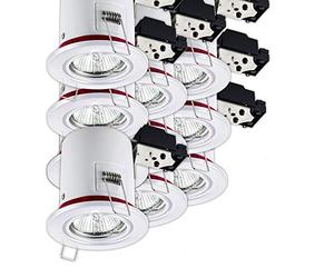 LampesEcoEnergie Lot de 10 Support de Spot BBC Orientable Blanc Diamètre 90mm avec Douille GU10 ref. 826