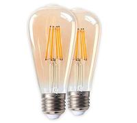 LampesEcoEnergie Lot de 2 Ampoules LED Style Vintage Teardrop ST64 doré 7 watt (eq.60 watt) Culot E27