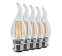 LampesEcoEnergie Lot de 5 Ampoules Led Flamme Coup de Vent Filament 4 watt (éq. 42 Watt) Culot B22 à baïonnette