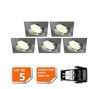 LampesEcoEnergie Lot de 5 spot encastrable orientable LED carré alu brossé GU10 230V eq. 50W blanc neutre