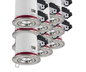 LampesEcoEnergie Support Spot Encastrable - Lot de 10 Supports Orientables pour Spots Ampoules LED BBC - Partie Visible 100mm en Aluminium Brossé, Douille GU10 - Remplacement Ampoule Simple & Rapide