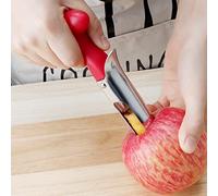 lamphle Vide-pomme cranté de qualité supérieure - Outil de retrait de noyau de pomme ou de poire pour la maison et la cuisine avec lame dentelée tranchante - Gadgets de cuisine pour la maison - Rouge