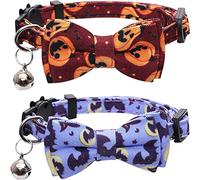 Lamphyface Lot de 2 colliers pour chat avec nœud papillon et clochette pour chat - Réglable